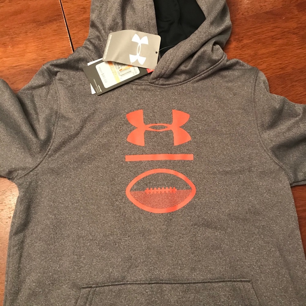 Under Armour Boys ColdGear Gray w/Orange  Hoodie